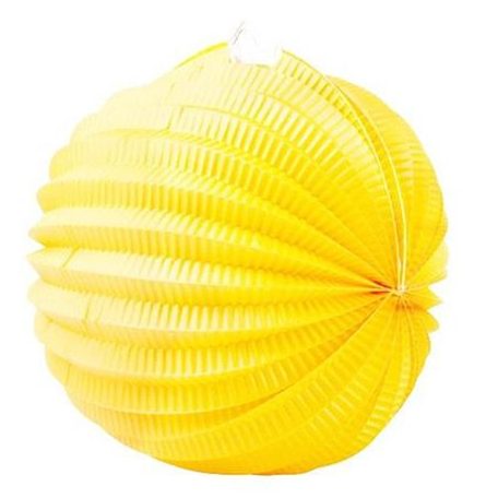 Lampion, kerek, 22 cm, sárga