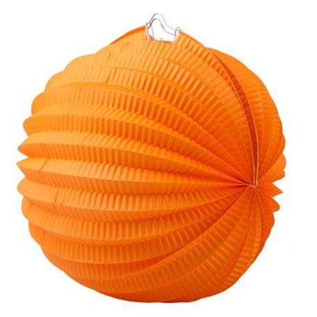 Lampion, kerek, 22 cm, narancs