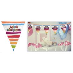   Zászló, 3,6 m, műanyag, "Boldog Születésnapot, csíkos-pöttyös"