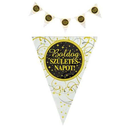 Zászló, 3,6 m, műanyag, "Boldog Szülinapot", elegáns