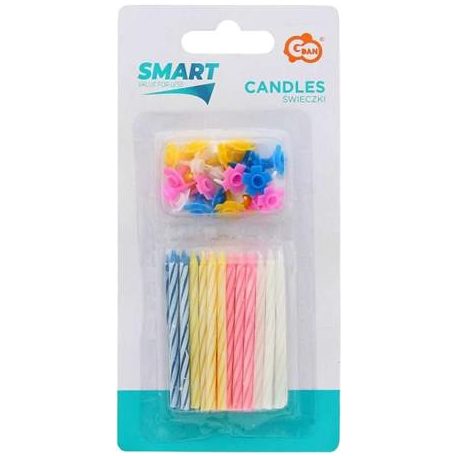 Gyertya, születésnapi, tartóval, 24 db