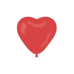 Léggömb, 25 cm, szív alakú, piros