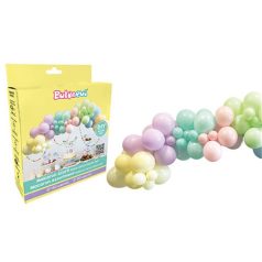 Léggömb, DIY, girland, macaron, vegyes pasztell színek