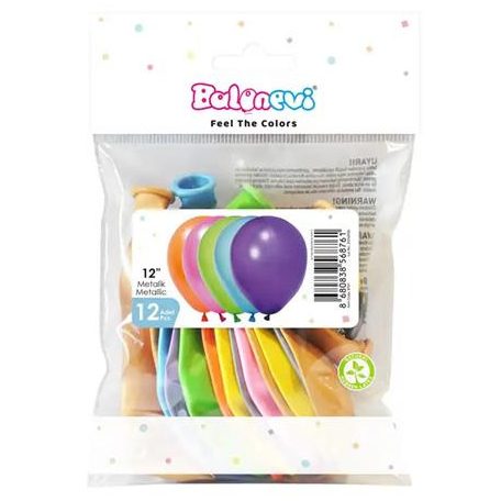Léggömb, 30cm, vegyes metál színek
