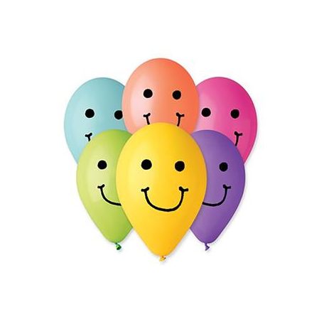 Léggömb, 30 cm, smiley, vegyes színek
