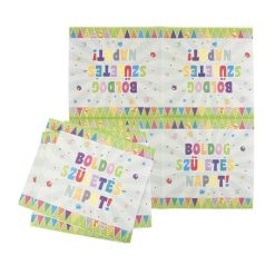   Szalvéta, 33x33 cm, "Boldog Születésnapot", zászló minta