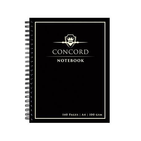 CONCORD Spirálfüzet, A4, vonalas, 70 lap, CONCORD, fekete