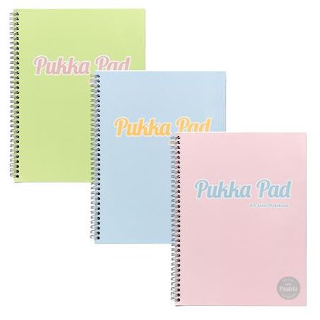 PUKKA PAD Spirálfüzet, A4, vonalas, 100 lap, PUKKA PAD "Pastel Jotta Pad", vegyes szín