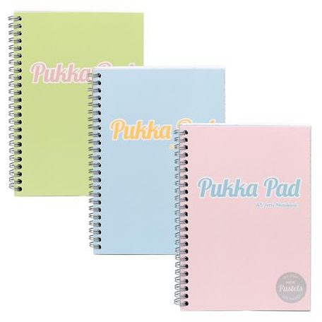 PUKKA PAD Spirálfüzet, A5, vonalas, 200 lap, PUKKA PAD "Pastel Jotta Pad", vegyes szín