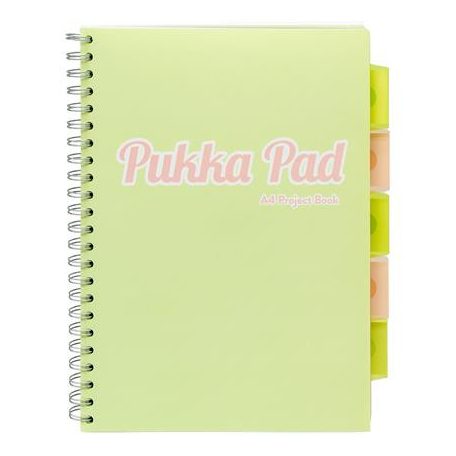PUKKA PAD Spirálfüzet, A4, vonalas, 100 lap, PUKKA PAD "Pastel project book", vegyes szín