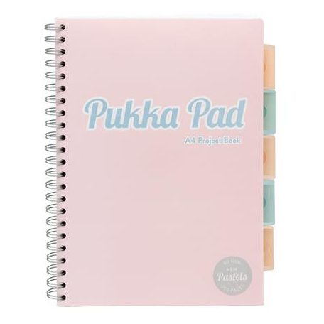 PUKKA PAD Spirálfüzet, A4, vonalas, 100 lap, PUKKA PAD "Pastel project book", vegyes szín