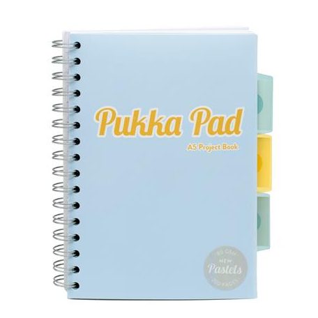 PUKKA PAD Spirálfüzet, A5, vonalas, 100 lap, PUKKA PAD "Pastel project book", vegyes szín