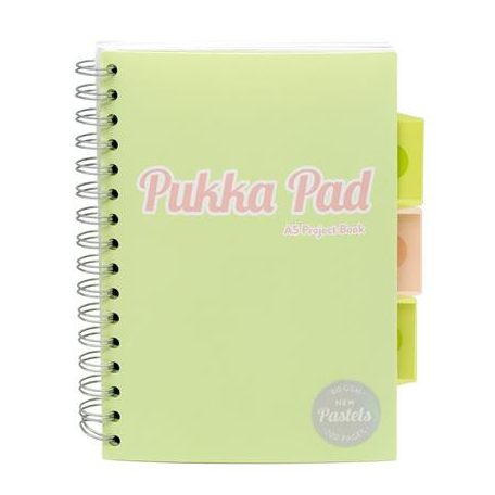 PUKKA PAD Spirálfüzet, A5, vonalas, 100 lap, PUKKA PAD "Pastel project book", vegyes szín