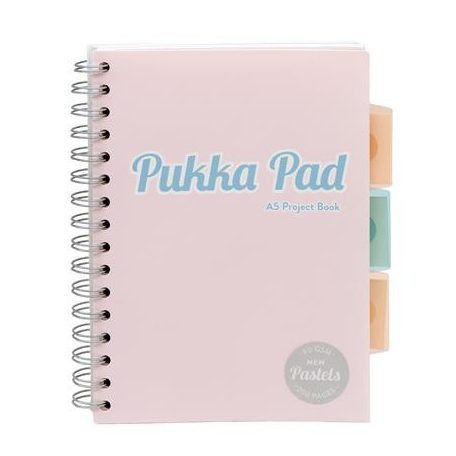 PUKKA PAD Spirálfüzet, A5, vonalas, 100 lap, PUKKA PAD "Pastel project book", vegyes szín