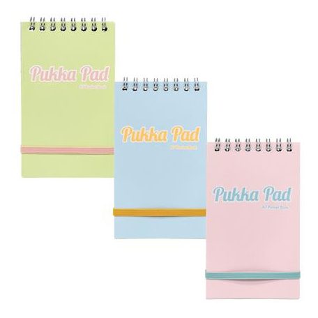 PUKKA PAD Jegyzetfüzet, spirálozott, A7, vonalas, 50 lap, PUKKA PAD "Pastel", vegyes színek