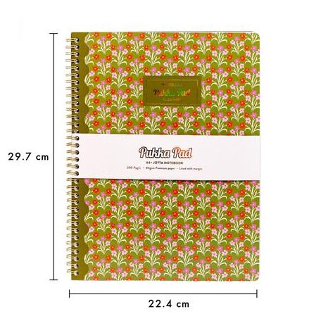 PUKKA PAD Spirálfüzet, A4+, vonalas, 100 lap, PUKKA PAD "Floral Jotta Notebook", vegyes minta