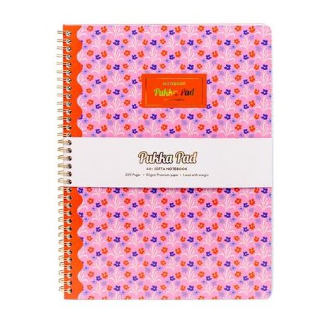 PUKKA PAD Spirálfüzet, A4+, vonalas, 100 lap, PUKKA PAD "Floral Jotta Notebook", vegyes minta