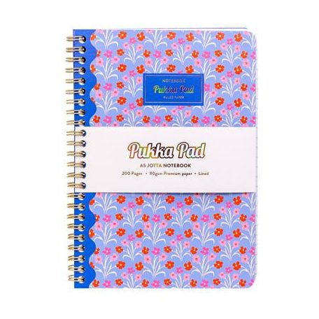 PUKKA PAD Spirálfüzet, A5, vonalas, 100 lap, PUKKA PAD "Floral Jotta Notebook", vegyes minta