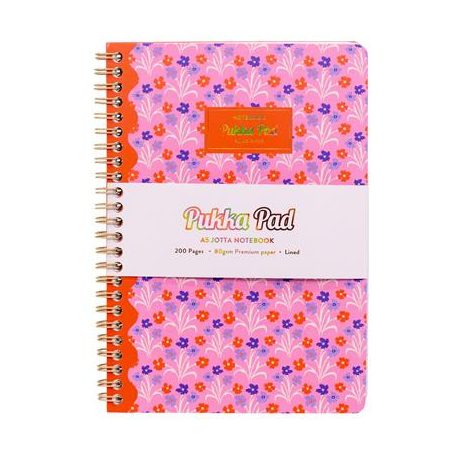PUKKA PAD Spirálfüzet, A5, vonalas, 100 lap, PUKKA PAD "Floral Jotta Notebook", vegyes minta