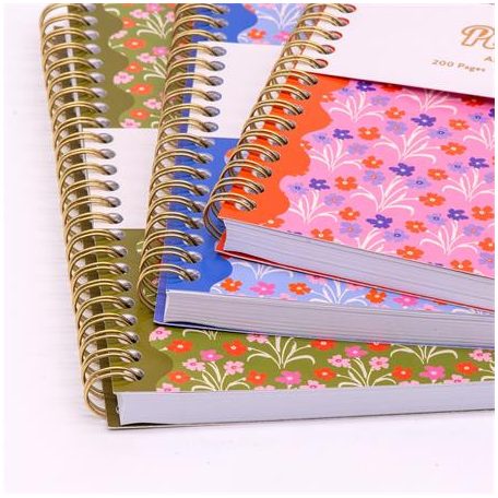 PUKKA PAD Spirálfüzet, A5, vonalas, 100 lap, PUKKA PAD "Floral Jotta Notebook", vegyes minta