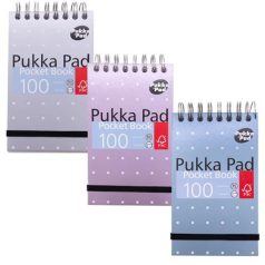   PUKKA PAD Jegyzetfüzet, A7, spirálozott, vonalas, 50 lap, PUKKA PAD "Metallic Pocket Book", vegyes színek