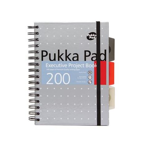 PUKKA PAD Spirálfüzet, A5, vonalas, 100 lap, PUKKA PAD "Metallic Project Book", vegyes szín