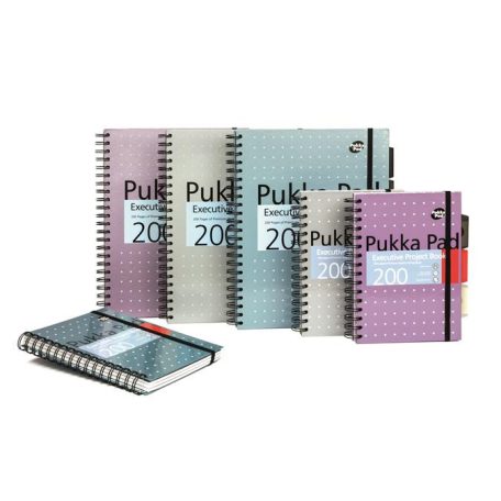 PUKKA PAD Spirálfüzet, A5, vonalas, 100 lap, PUKKA PAD "Metallic Project Book", vegyes szín