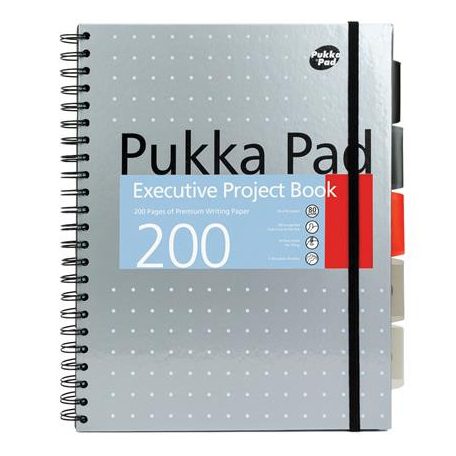 PUKKA PAD Spirálfüzet, A4+, vonalas, 100 lap, PUKKA PAD "Metallic Project Book", vegyes szín