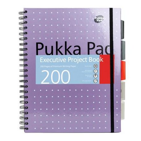 PUKKA PAD Spirálfüzet, A4+, vonalas, 100 lap, PUKKA PAD "Metallic Project Book", vegyes szín