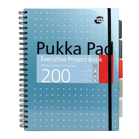 PUKKA PAD Spirálfüzet, A4+, vonalas, 100 lap, PUKKA PAD "Metallic Project Book", vegyes szín