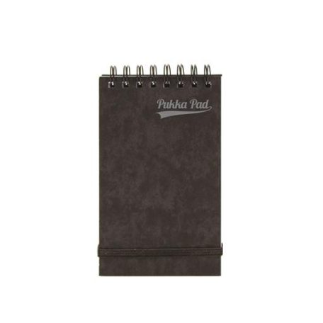 PUKKA PAD Jegyzetfüzet, spirálozott, 127x76 mm, vonalas, 60 lap, PUKKA PAD "Pressboard", fekete