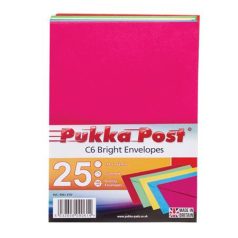  PUKKA PAD Boríték, C6, enyvezett, PUKKA PAD "Bright", vegyes színek