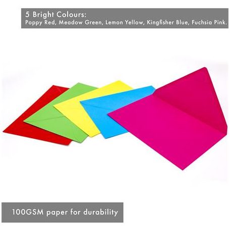 PUKKA PAD Boríték, C6, enyvezett, PUKKA PAD "Bright", vegyes színek