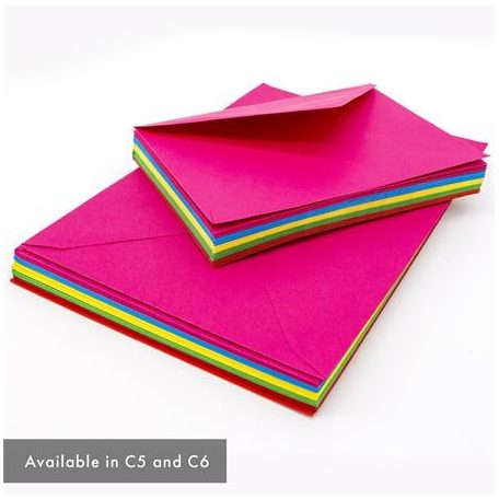 PUKKA PAD Boríték, C6, enyvezett, PUKKA PAD "Bright", vegyes színek