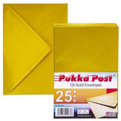   PUKKA PAD Boríték, C6, enyvezett, PUKKA PAD "Gold", arany