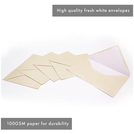 PUKKA PAD Boríték, C6, enyvezett, PUKKA PAD "Fresh White", elefántcsont fehér