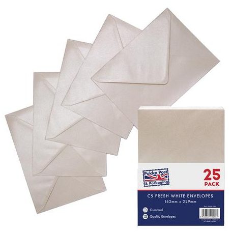 PUKKA PAD Boríték, C5, enyvezett, PUKKA PAD "Fresh White", elefántcsont fehér