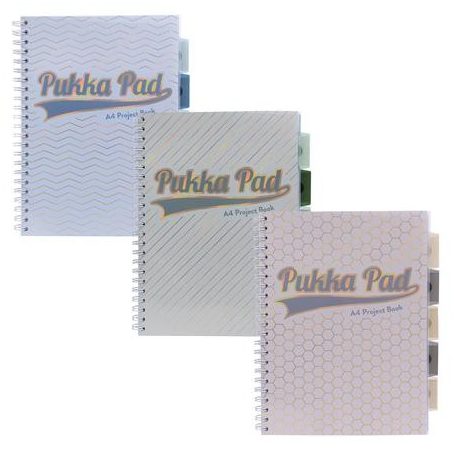 PUKKA PAD Spirálfüzet, A4, vonalas, elválasztóval, 100 lap, PUKKA PAD "Haze Project Book", vegyes szín