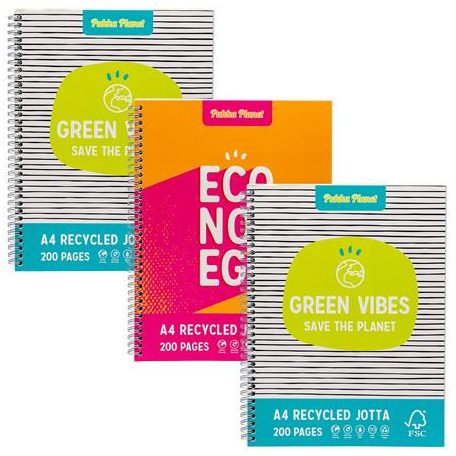 PUKKA PAD Spirálfüzet, A4+, vonalas, 100 lap, PUKKA PAD "Planet Jotta", vegyes szín