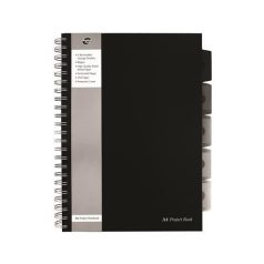   PUKKA PAD Spirálfüzet, A4, vonalas, 125 lap, PUKKA PAD "Black project book", fekete