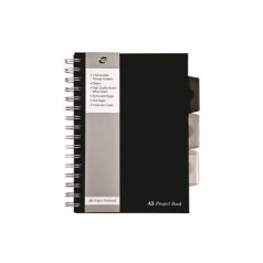   PUKKA PAD Spirálfüzet, A5, vonalas, 125 lap, PUKKA PAD "Black project book", fekete