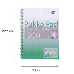   PUKKA PAD Spirálfüzet, A4, vonalas, 100 lap, PUKKA PAD "Irlen Jotta Green"