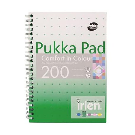 PUKKA PAD Spirálfüzet, A5, vonalas, 100 lap, PUKKA PAD "Irlen Jotta Green"