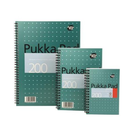 PUKKA PAD Spirálfüzet, A5, kockás, 100 lap, PUKKA PAD, "Metallic Jotta"