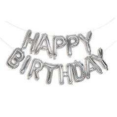   PUKKA PAD Léggömb, 40 cm, PUKKA PAD "Happy Birthday", ezüst