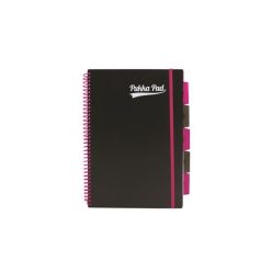   PUKKA PAD Spirálfüzet, A4, vonalas, 100 lap, PUKKA PAD, "Neon black project book"
