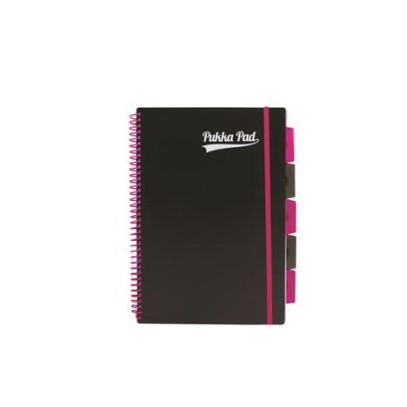 PUKKA PAD Spirálfüzet, A4, vonalas, 100 lap, PUKKA PAD, "Neon black project book"