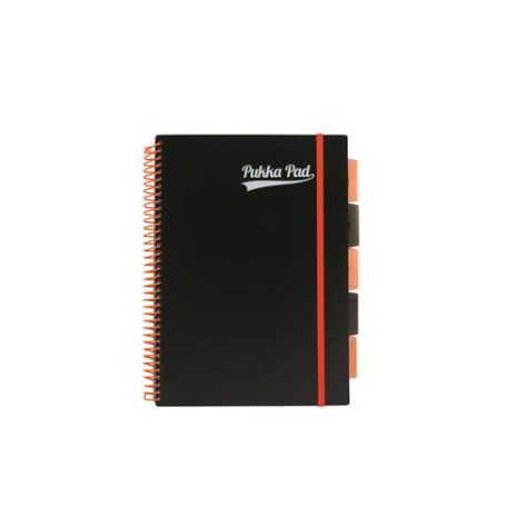 PUKKA PAD Spirálfüzet, A4, vonalas, 100 lap, PUKKA PAD, "Neon black project book"