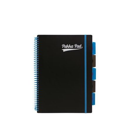 PUKKA PAD Spirálfüzet, A4, vonalas, 100 lap, PUKKA PAD, "Neon black project book"