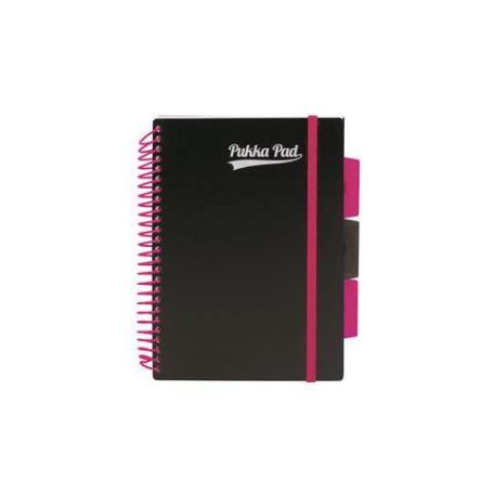 PUKKA PAD Spirálfüzet, A5, vonalas, 100 lap, PUKKA PAD, "Neon black project book"